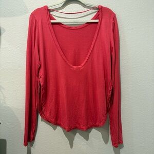 Splendid Red Open Back Scoop Neck Long Sleeve Top NWT Size XL